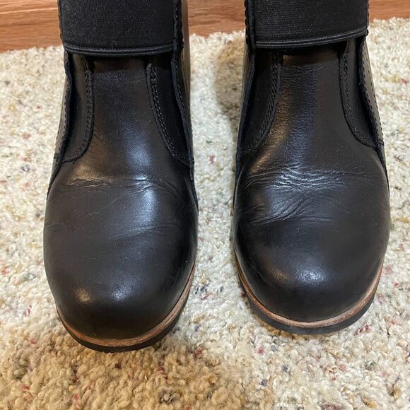 Sorel Size 7 Fiona Wedge Lux Leather Ankle Boots Black Pull On - Picture 4 of 16